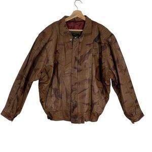 Vintage Saad Taha Leather Factory Leather Bomber Jacket Size XL